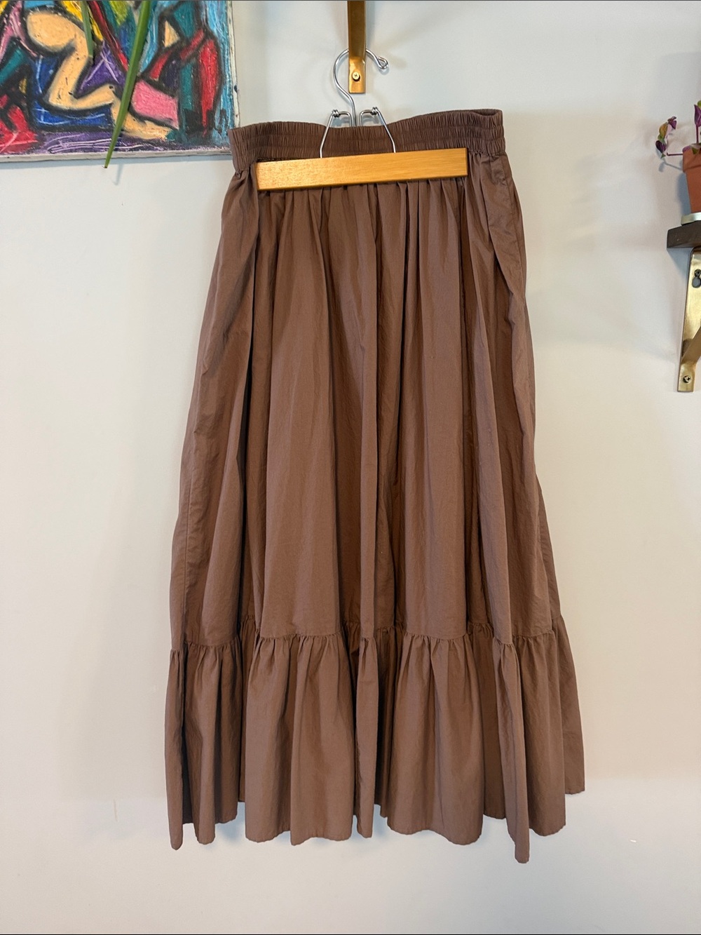 aerie Brown Tiered Maxi Skirt